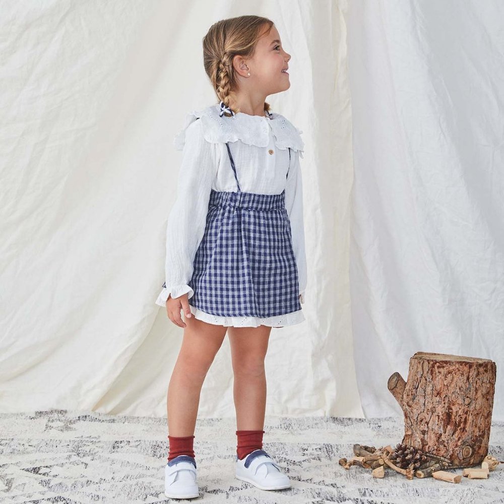LITTLE GIRLS CLOTHES DRESSES  BLUE AND GREY SKIRT